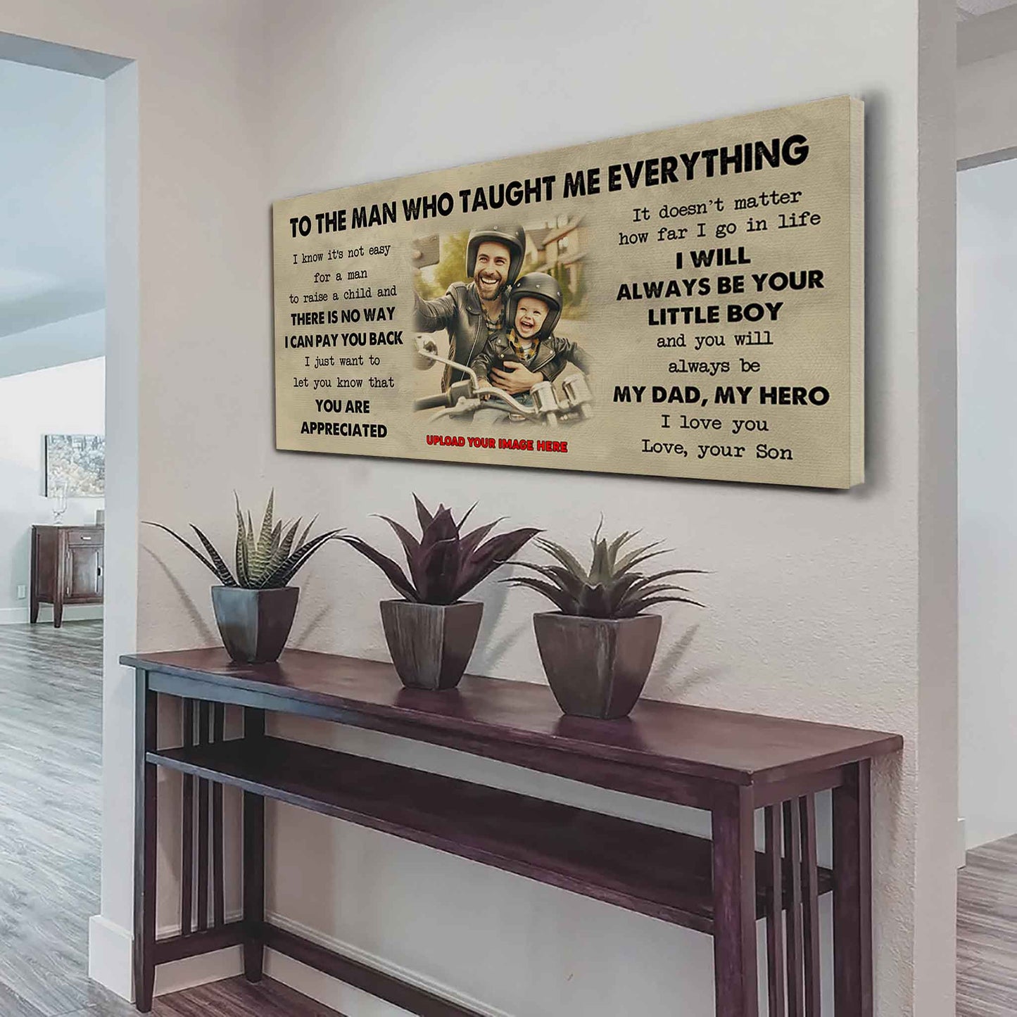 drb to the man who taught me everything - you will always be my hero poster canvas gift for father - photo upload