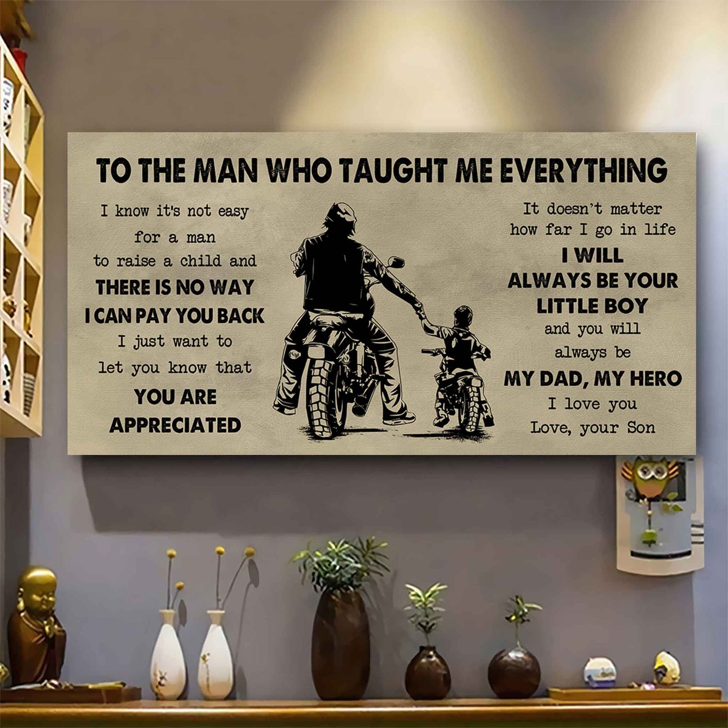 drb to the man who taught me everything - you will always be my hero poster canvas gift for father - photo upload