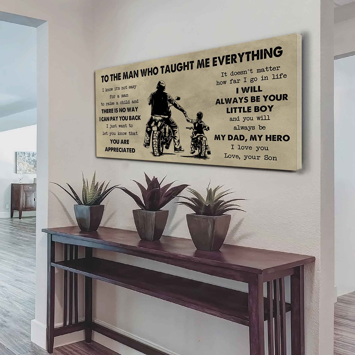 drb to the man who taught me everything - you will always be my hero poster canvas gift for father - photo upload
