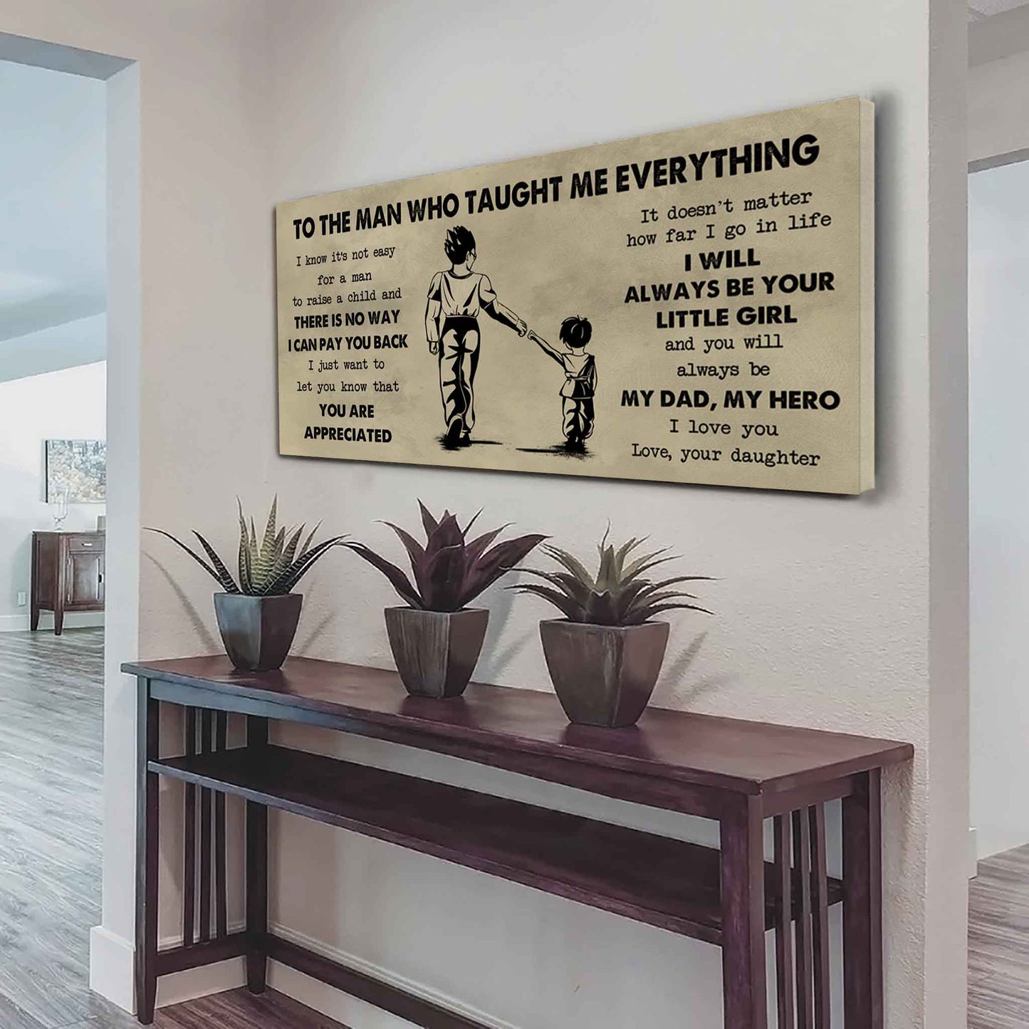 drb to the man who taught me everything - you will always be my hero poster canvas gift for father - photo upload