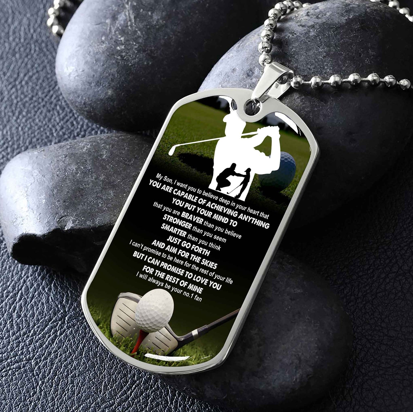 sport military chain 18k gold plated silver plated to my son from dad motivation message i will always be your no 1 fan