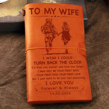 DRB Valentines gifts Vintage Journal Husband to Wife I wish i could turn back the clock I love you forever and always