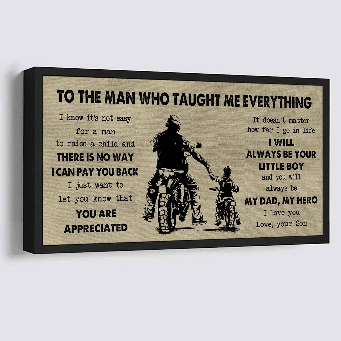 drb to the man who taught me everything - you will always be my hero poster canvas gift for father - photo upload