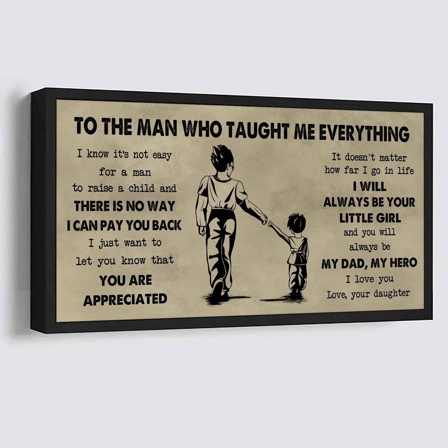 drb to the man who taught me everything - you will always be my hero poster canvas gift for father - photo upload