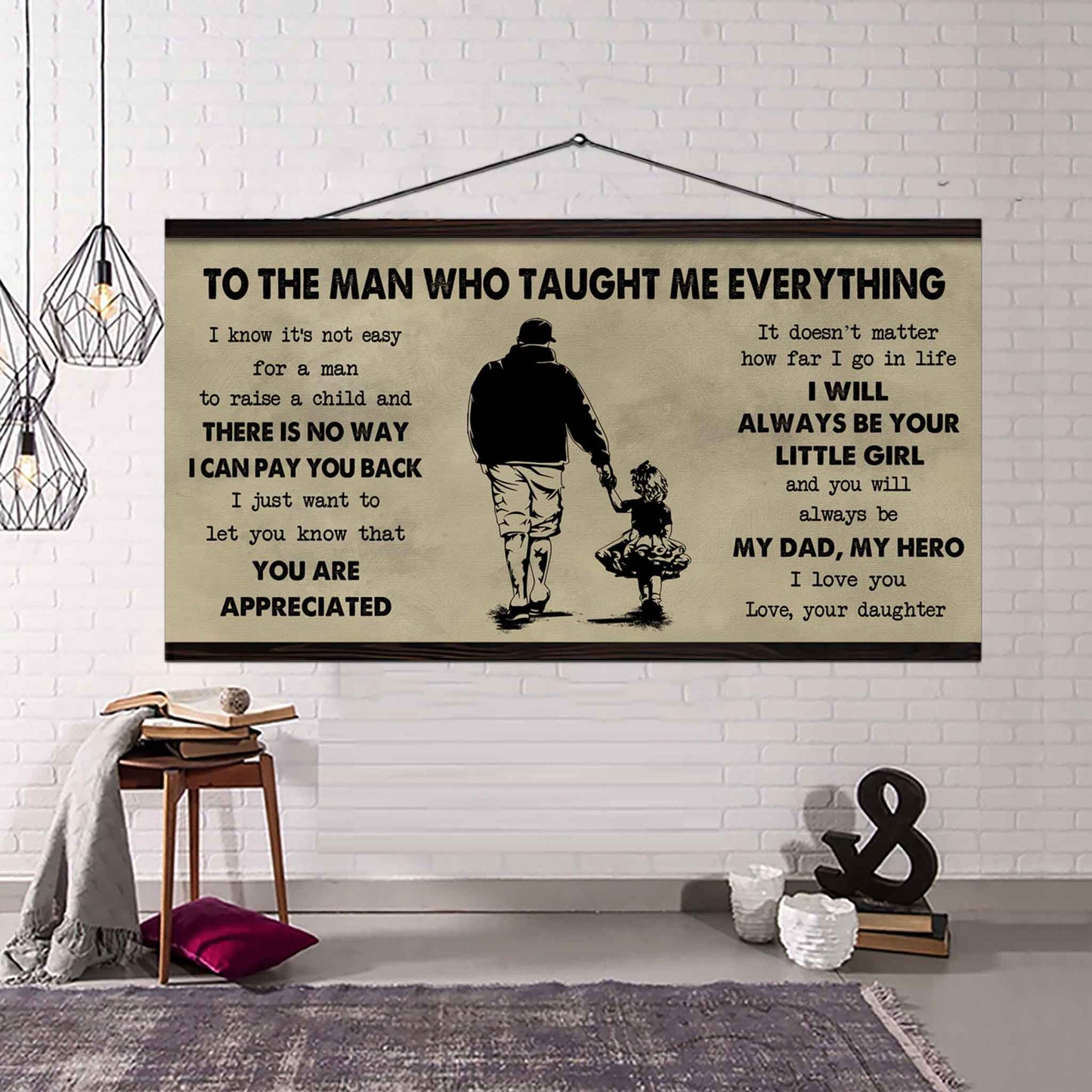 drb to the man who taught me everything - you will always be my hero poster canvas gift for father - photo upload