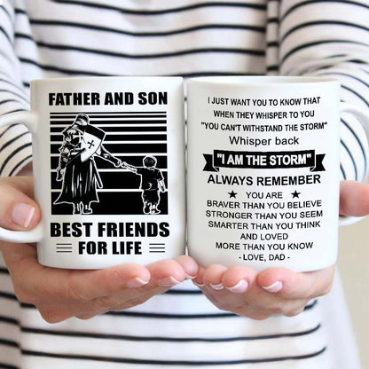 Soldier Be strong-Personalized Mug Father And Son Best Friends For Life - Message on the back side