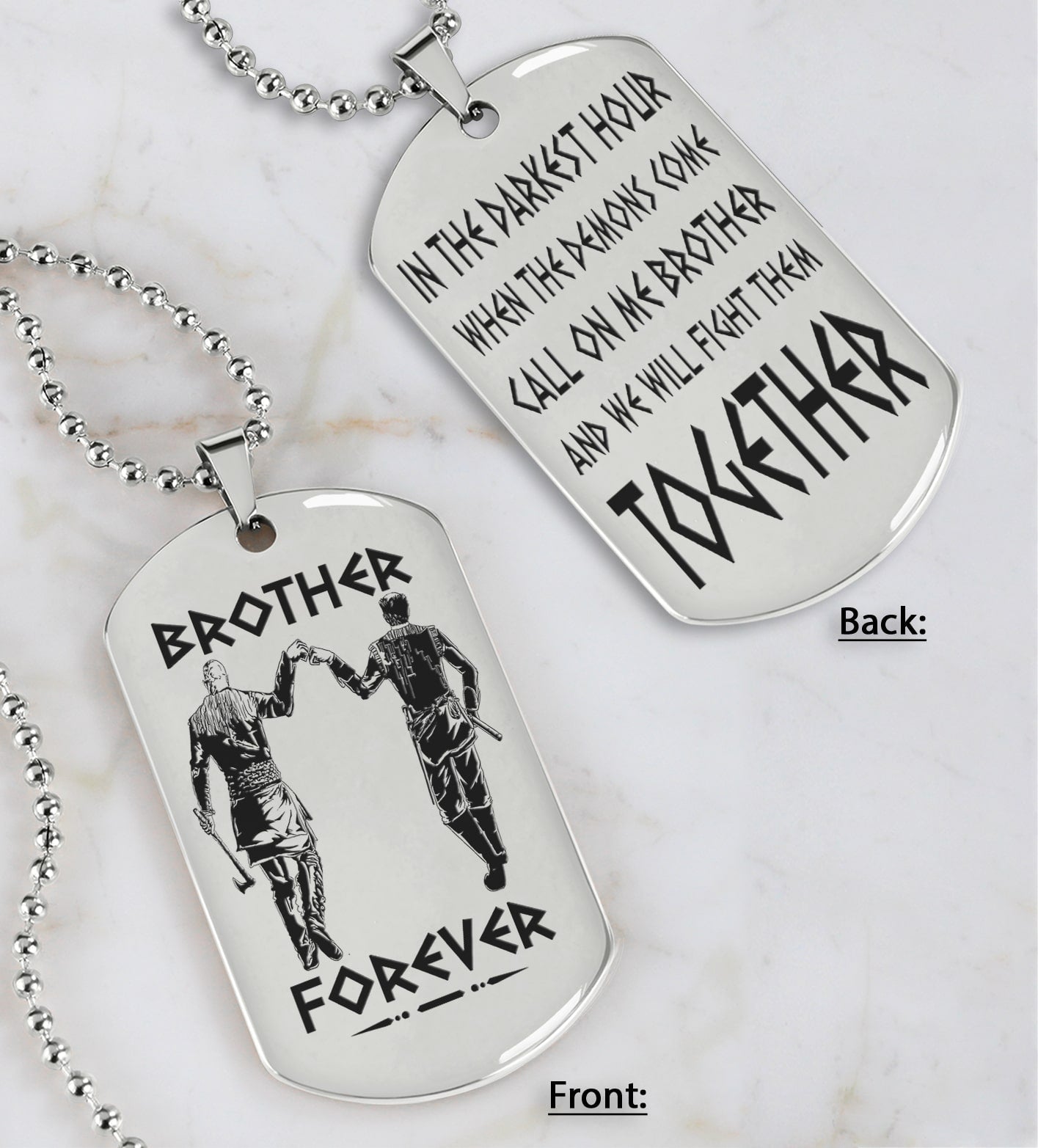 ver3 vikings customizable engraved black dog tag double sided gift from brother, brother forever