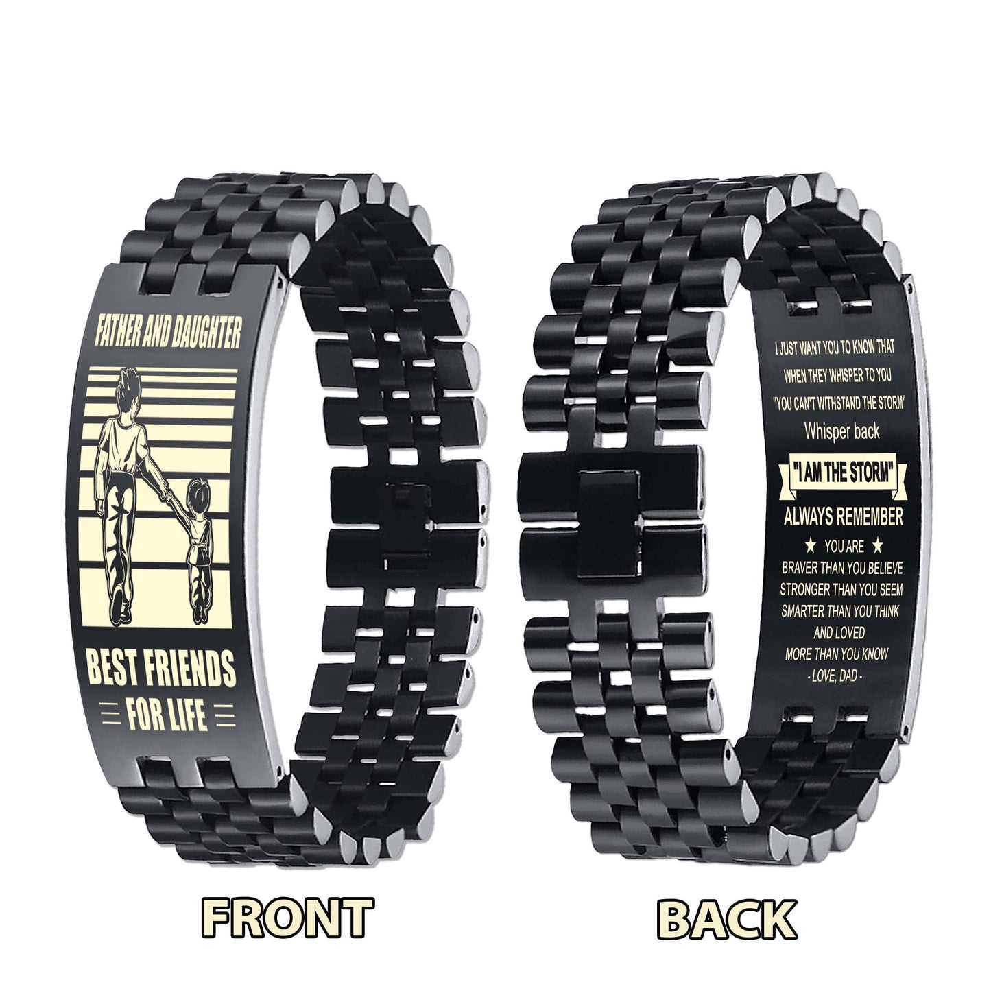 nvl spartan personalized double sided bracelet father and son best friends for life - message on the back side