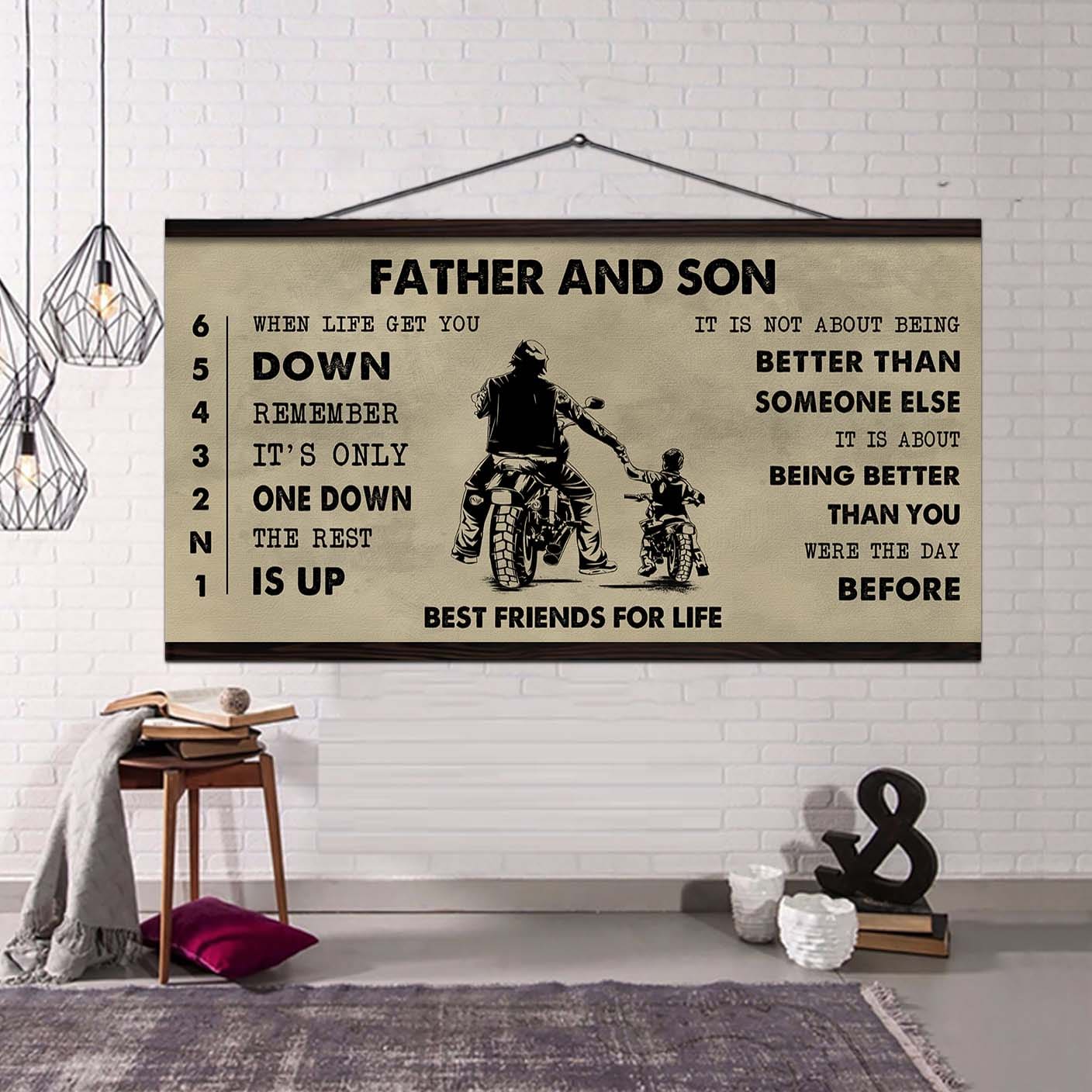 biker father and daughter best friends for life - be strong when you are weak poster canvas gift for daughter from father-photo upload