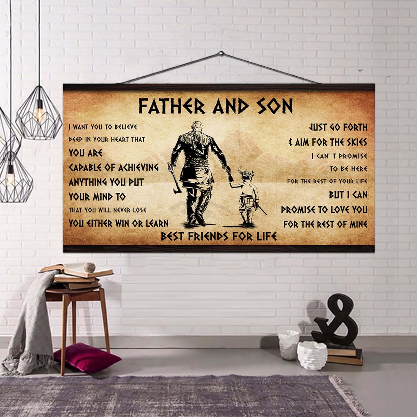 vikings father and daughter best friends for life - ver 2 you will never lose poster canvas gift for daughter from father