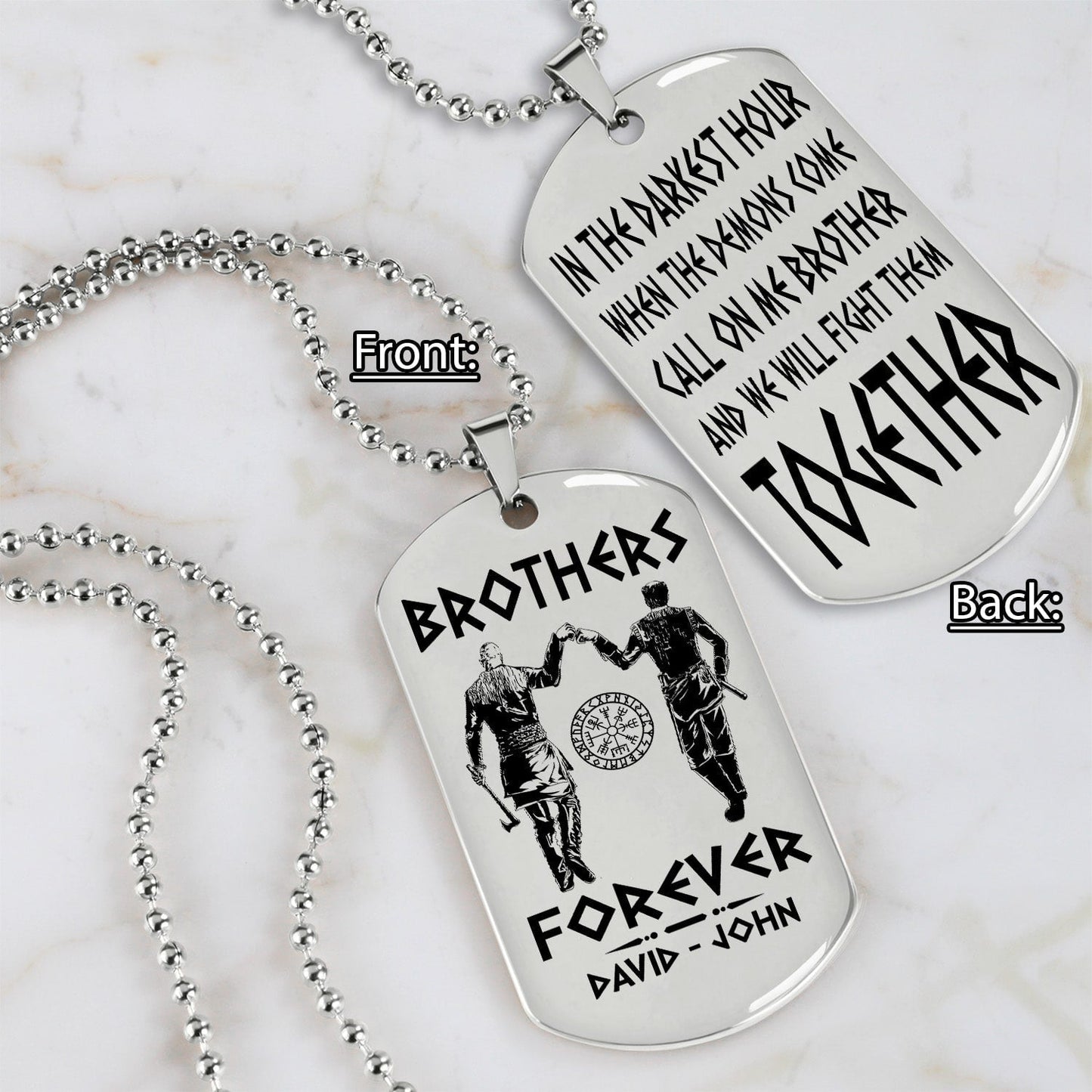 soldier customizable engraved black dog tag double sided gift from brother, brother forever