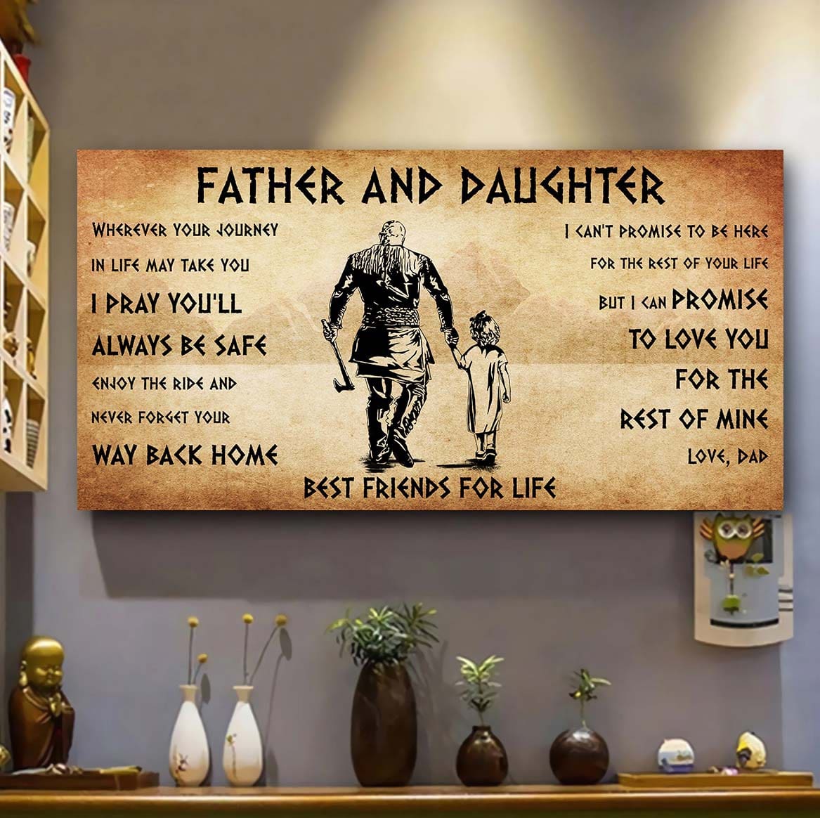 vikings father and daughter best friends for life - be strong when you are weak poster canvas gift for daughter from father-photo upload