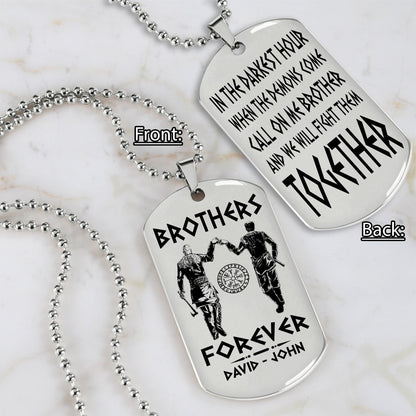 Spartan customizable engraved black dog tag double sided gift from brother, brother forever