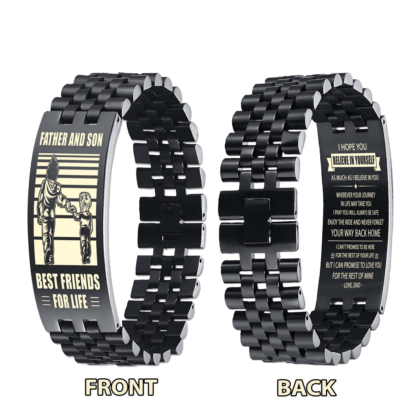 sto biker personalized double sided bracelet father and son best friends for life - message on the back side