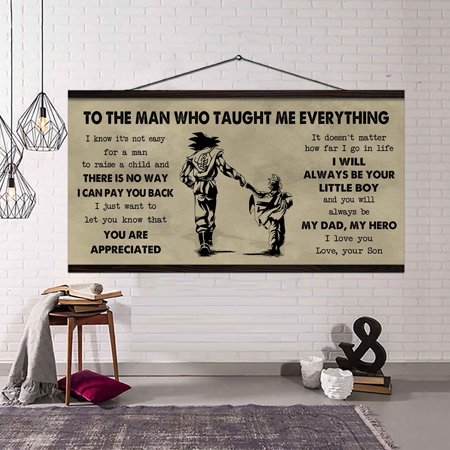 drb to the man who taught me everything - you will always be my hero poster canvas gift for father - photo upload