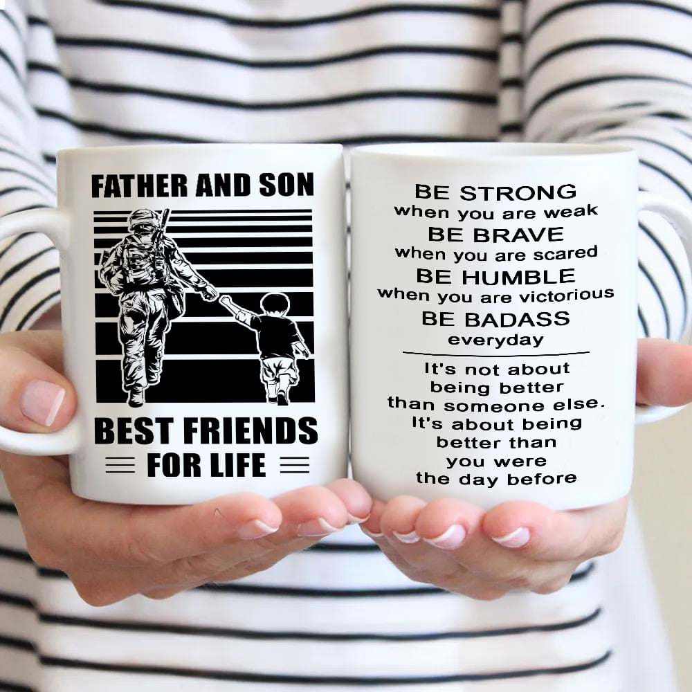 soldier be strong-personalized mug father and son best friends for life - message on the back side