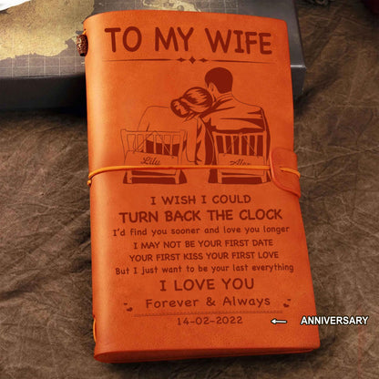 DRB Valentines gifts Vintage Journal Husband to Wife I wish i could turn back the clock I love you forever and always