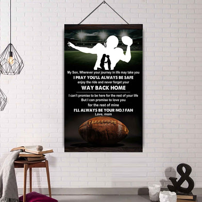 Sport Poster Canvas Mom To Son - Never Forget Your Way Back Home I Will Always Your No 1 Fan