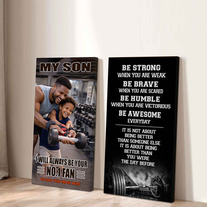 Baseball- My Son Be Strong When You Are Weak Be Awesome Everyday Set 2 Canvas Wall Art From Dad To Son