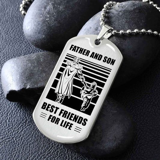PC-GH Military Chain Silver Plated 18K Gold Plated Father And Son Best Friend For Life Gift For Your Son