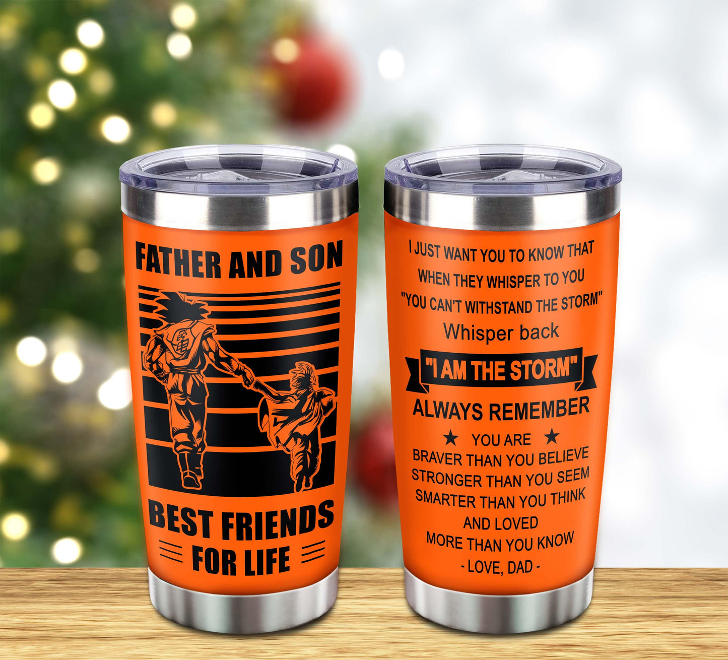 customizable drb tumbler, gifts from dad to son father and son best friend for life with inspriration message