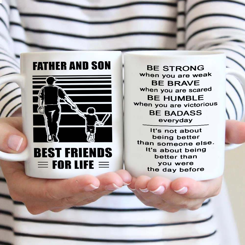 basketball be strong-personalized mug father and son best friends for life - message on the back side