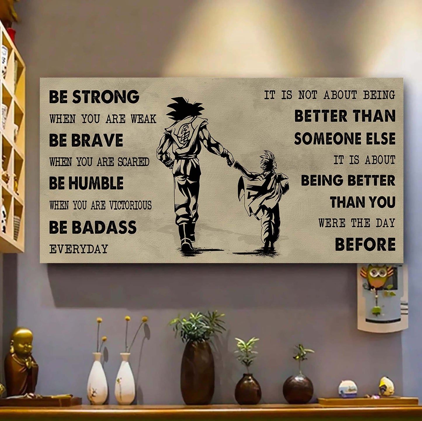 drb poster canvas from dad to daughter it is not about being better than someone else - be strong when you are weak be badass everyday