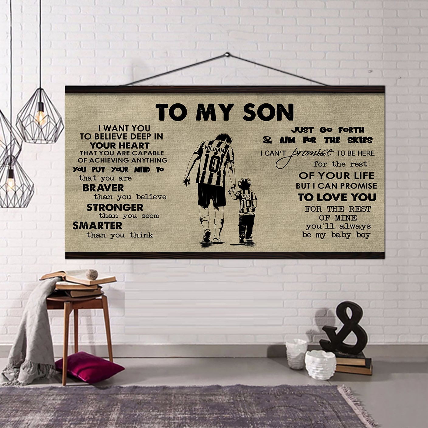 soccer to my son- i want you to believe- canvas poster