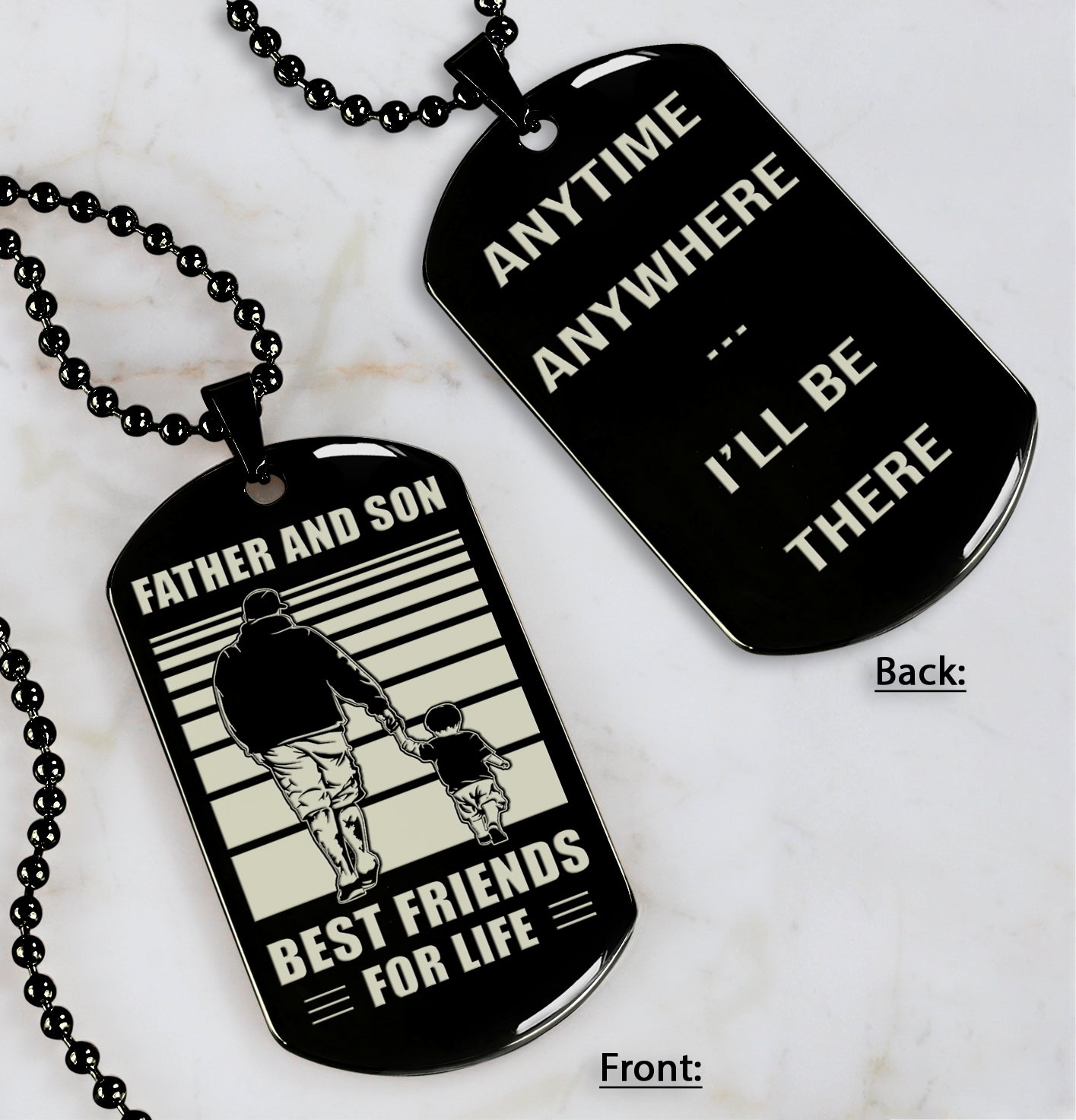 soldier personalized double sided dog tag father and son best friends for life - message on the back side