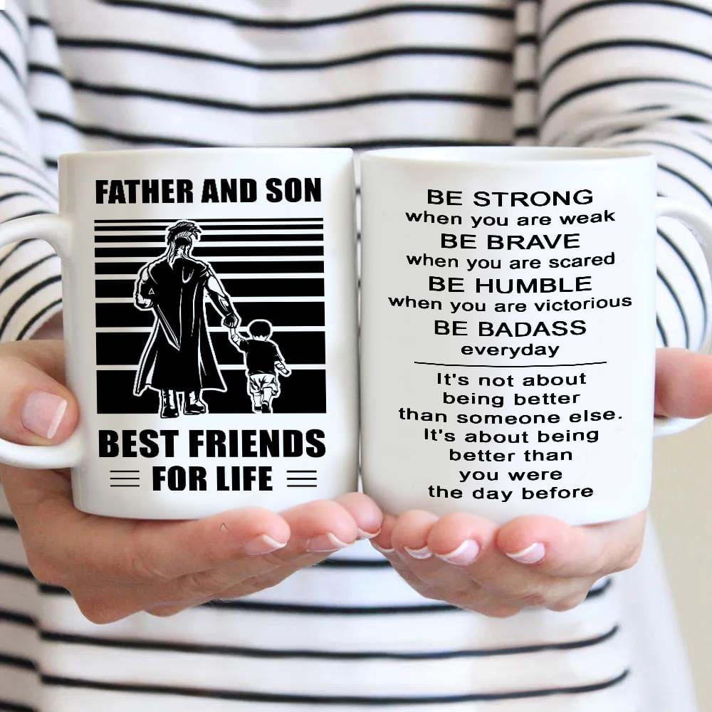 basketball be strong-personalized mug father and son best friends for life - message on the back side