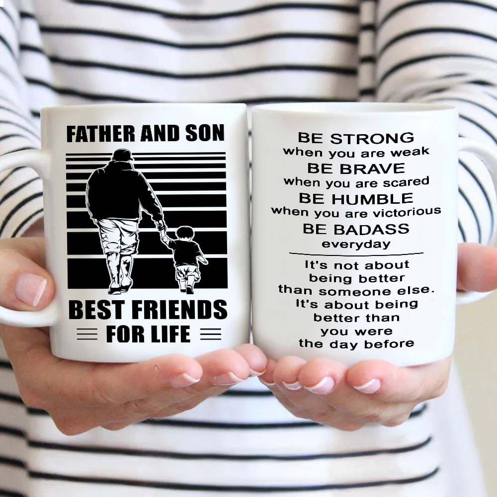 basketball be strong-personalized mug father and son best friends for life - message on the back side