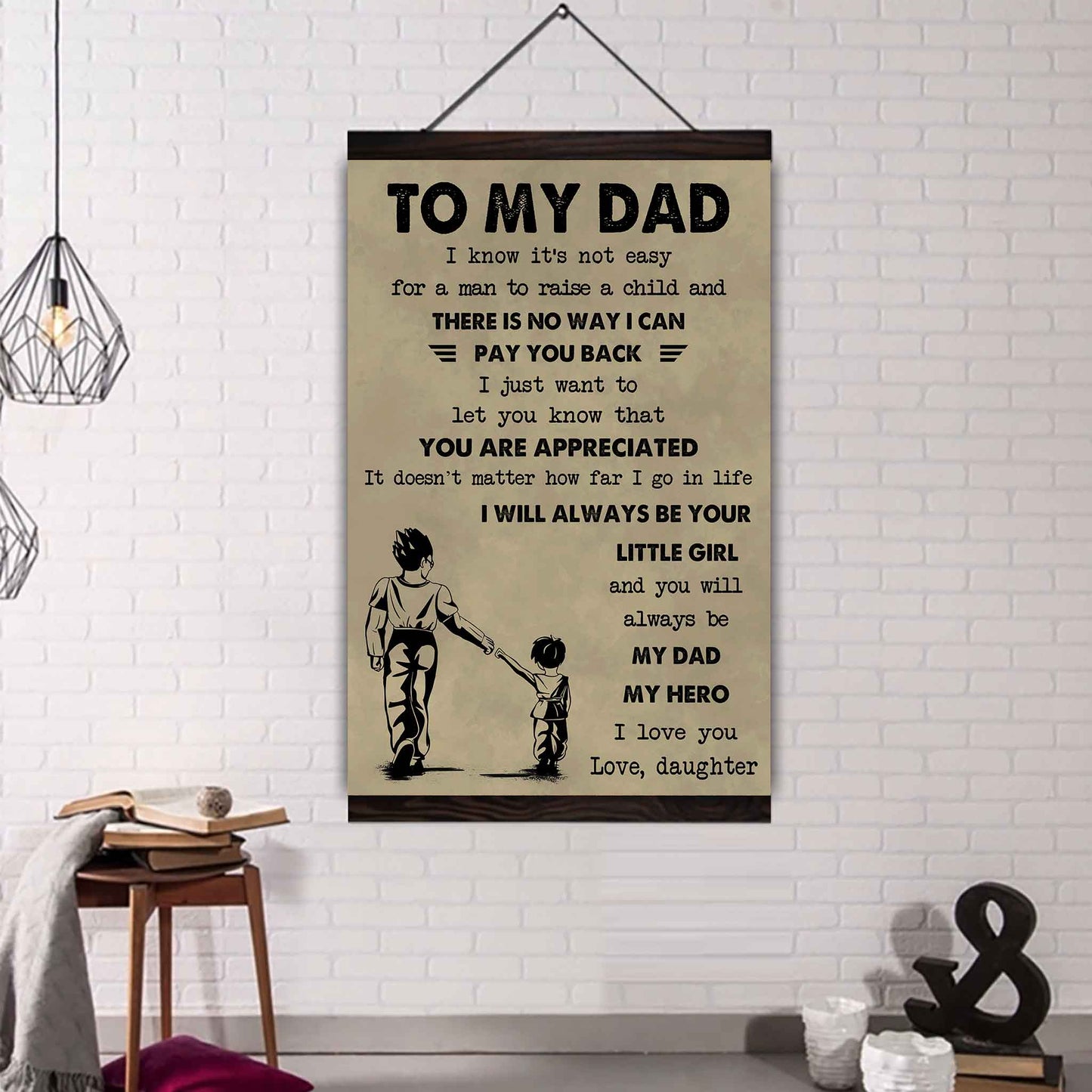 family poster canvas to my dad i know it's not easy to raise a child i will always be your little girl gift from daughter to dad