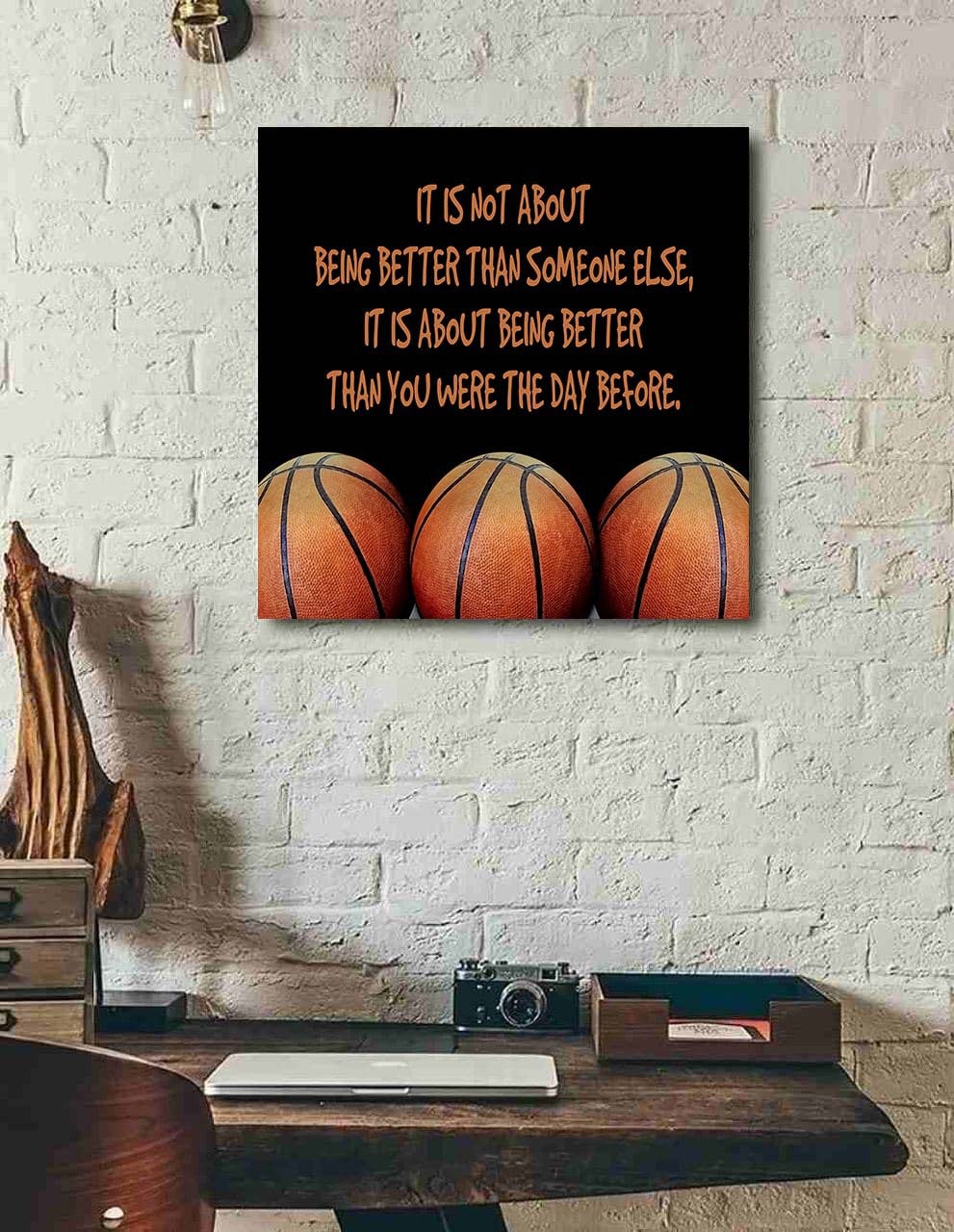 basketball square poster canvas it's not about being better than someone else it's about being better than you were the day before