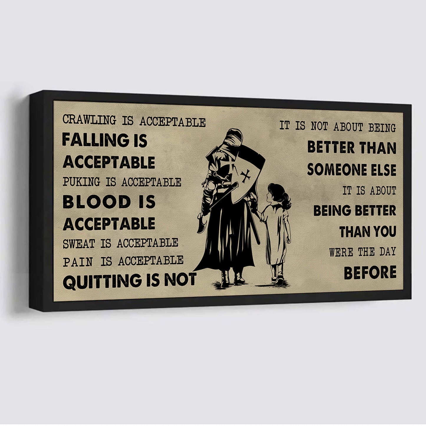 family poster canvas father and daughter quitting is not - it is not about being better than someone else