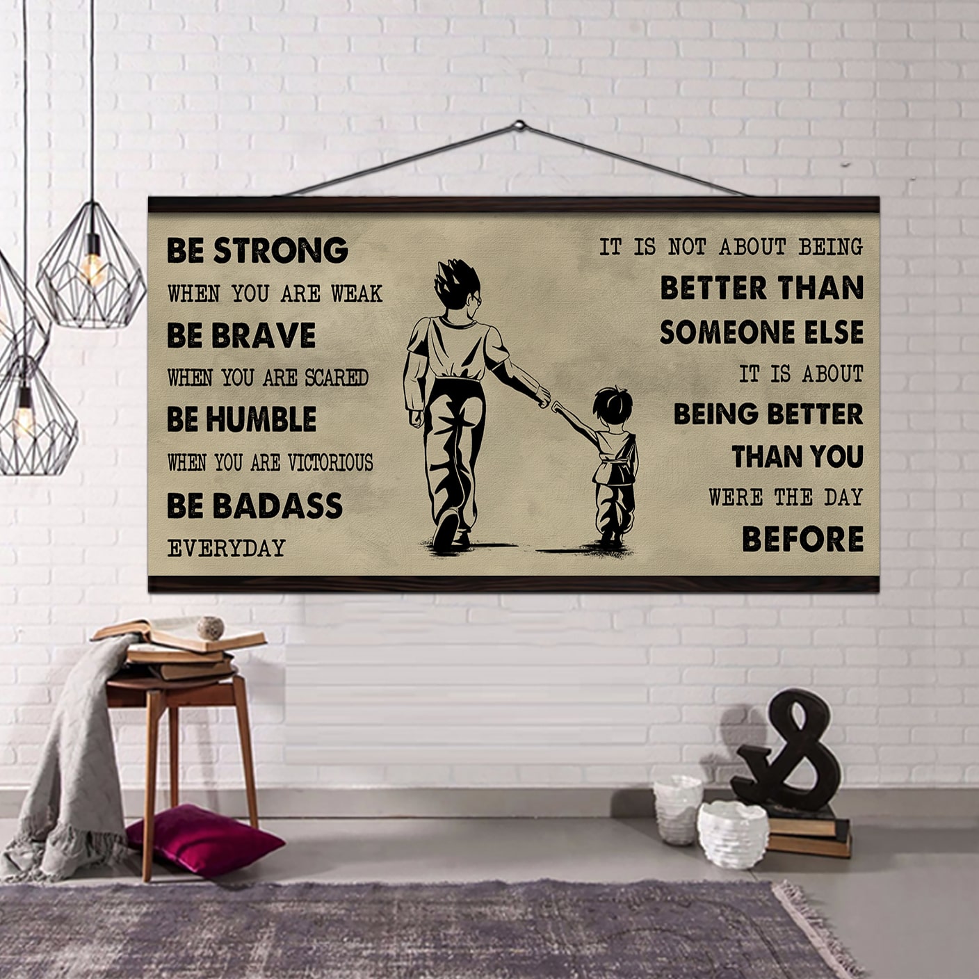 drb poster canvas from dad to daughter it is not about being better than someone else - be strong when you are weak be badass everyday