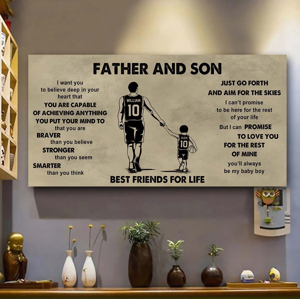 family father and son best friends for life - that you are braver than you believe poster canvas gift for son from father