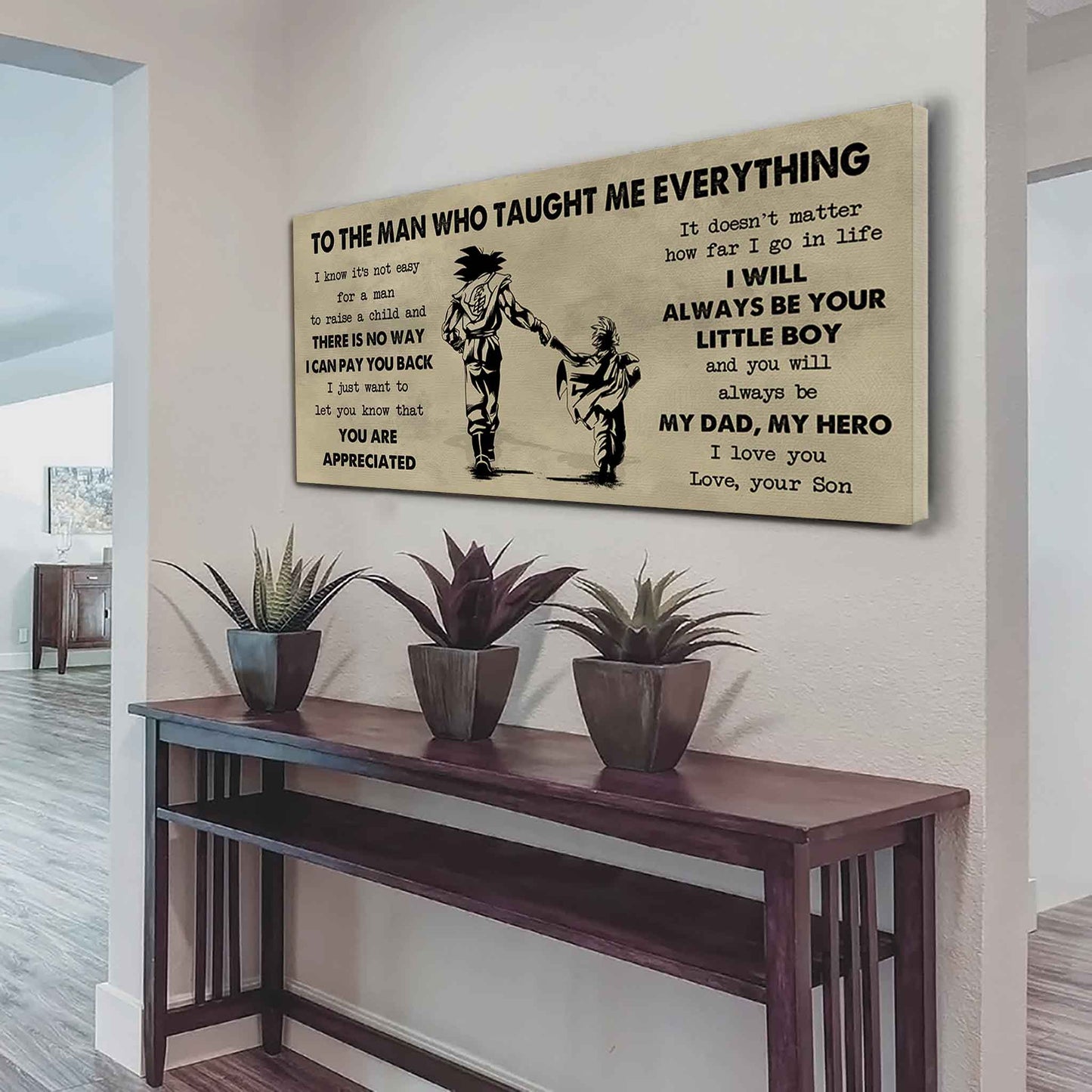 drb to the man who taught me everything - you will always be my hero poster canvas gift for father - photo upload