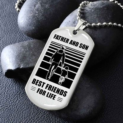 GK_GH Military Chain Silver Plated 18K Gold Plated Father And Son Best Friend For Life Gift For Your Son