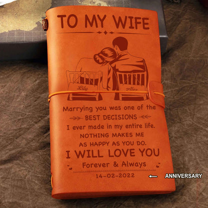 DRB Valentines gifts Vintage Journal Husband to Wife Marrying You was one of the best decision I ever made