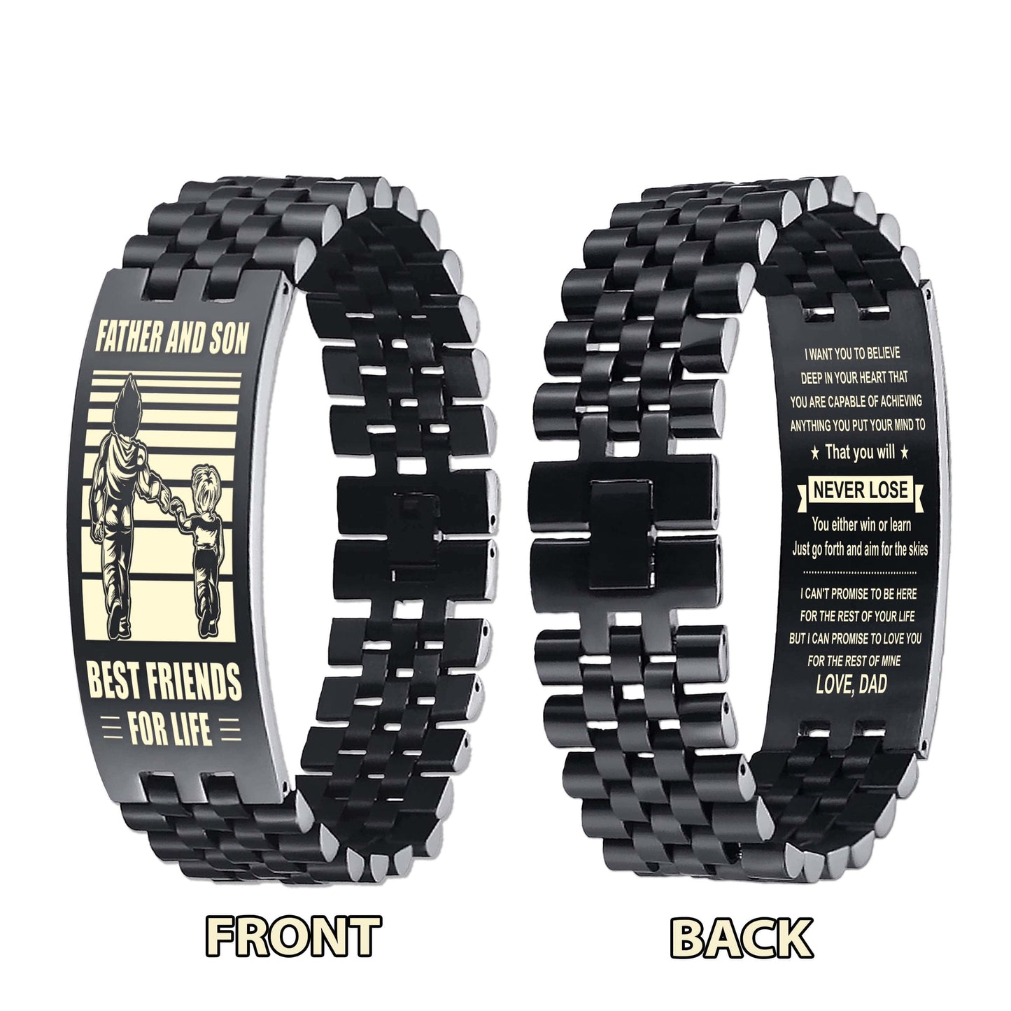 wbh vikings personalized double sided bracelet father and son best friends for life - message on the back side