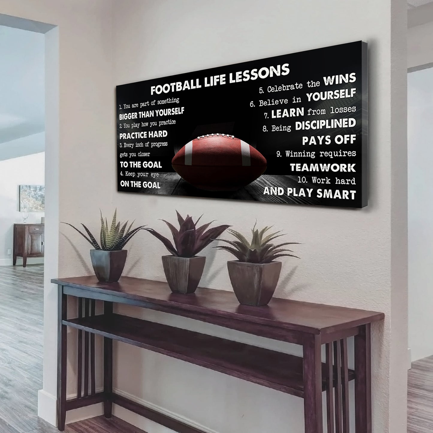 sport life lesson canvas poster wall art black floating frame