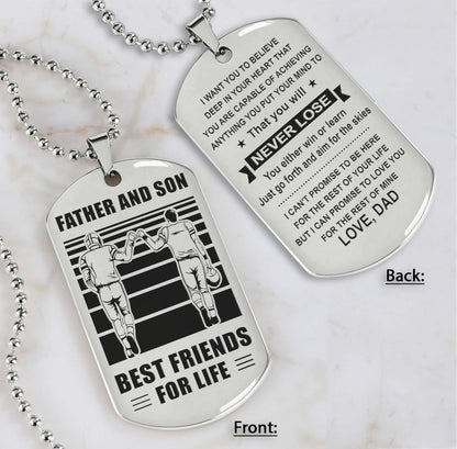 Silver Verison Personalized Double Sided Dog Tag Father And Son Best Friends For Life - Message on the back side