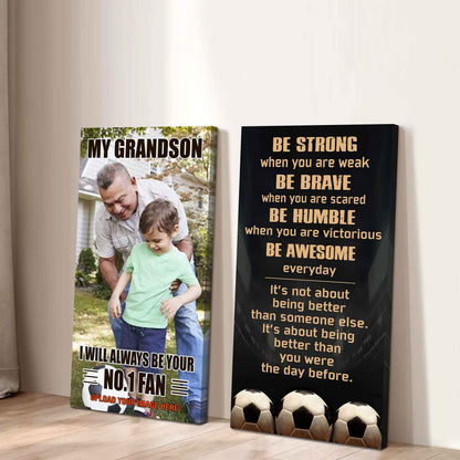Baseball- My Grandson Be Strong When You Are Weak Be Awesome Everyday Set 2 Canvas Wall Art From Grandpa To Grandson