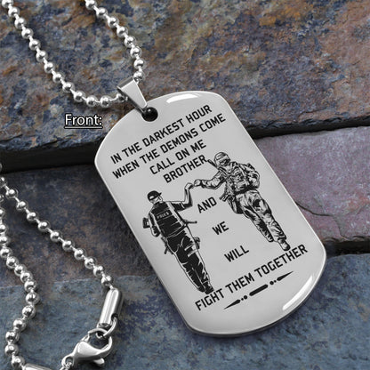 Mix Police And Soldier One Sided Dog Tag Call On Me Brother And We Will Fight Them Together