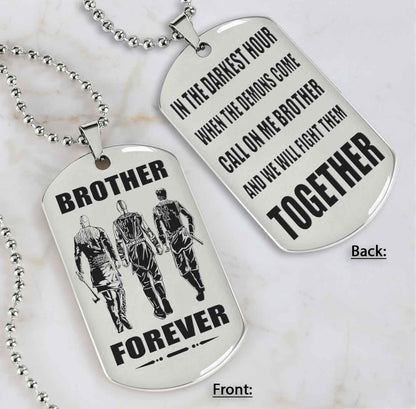 All Team engraved double sided dog tag call on me brother gift for brother dog tag for brother