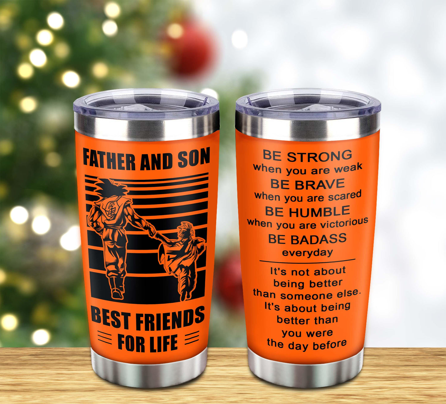 customizable drb tumbler, gifts from dad to son father and son best friend for life with inspriration message