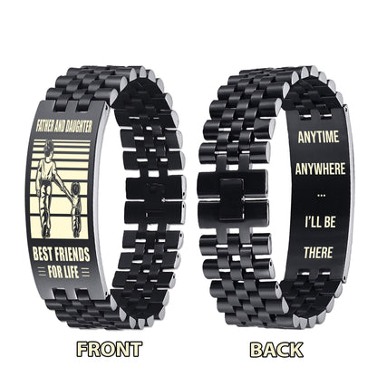 Be Strong Vikings Personalized Double Sided Bracelet Father And Son Best Friends For Life - Message on the back side