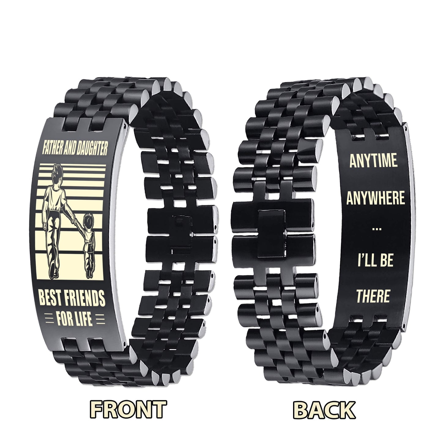 be strong spartan personalized double sided bracelet father and son best friends for life - message on the back side