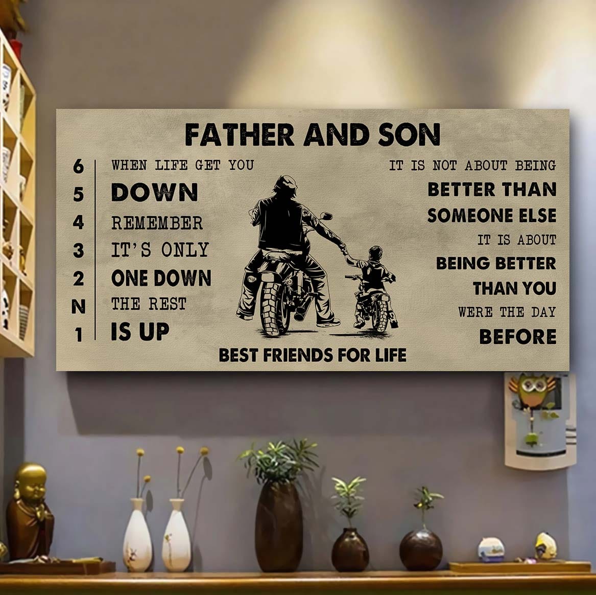 biker father and daughter best friends for life - be strong when you are weak poster canvas gift for daughter from father-photo upload