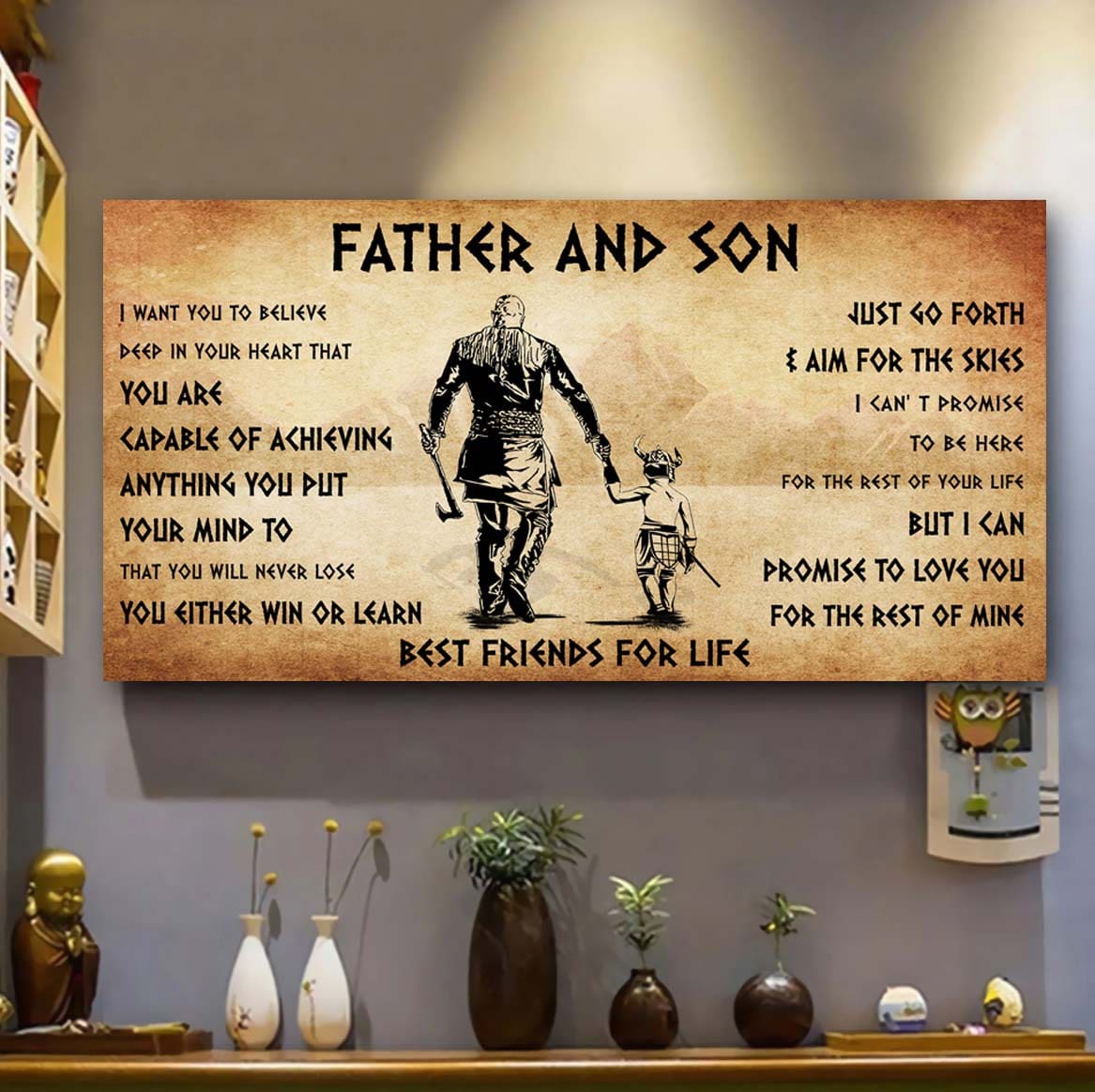 vikings father and daughter best friends for life - ver 2 you will never lose poster canvas gift for daughter from father